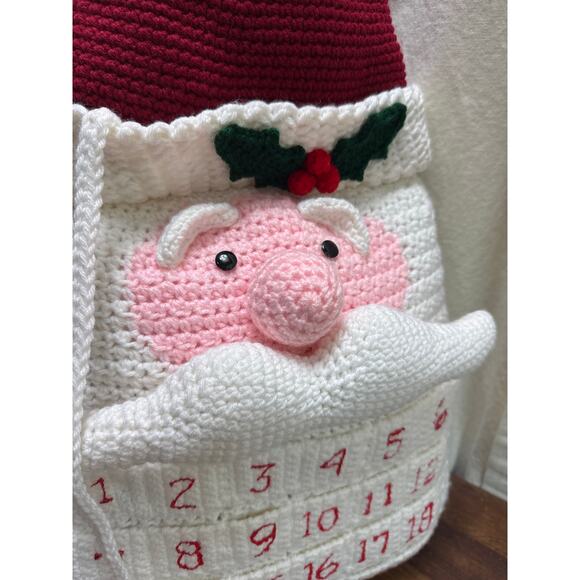 Handmade Crocheted Santa Countdown Advent Calendar Pillow Christmas Décor - Picture 9 of 11